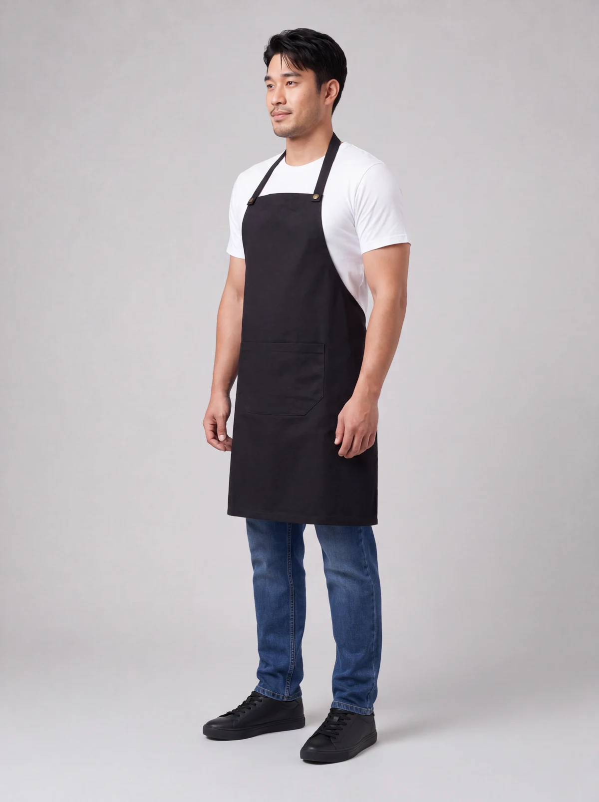 Urban Bib Apron in Black – side view