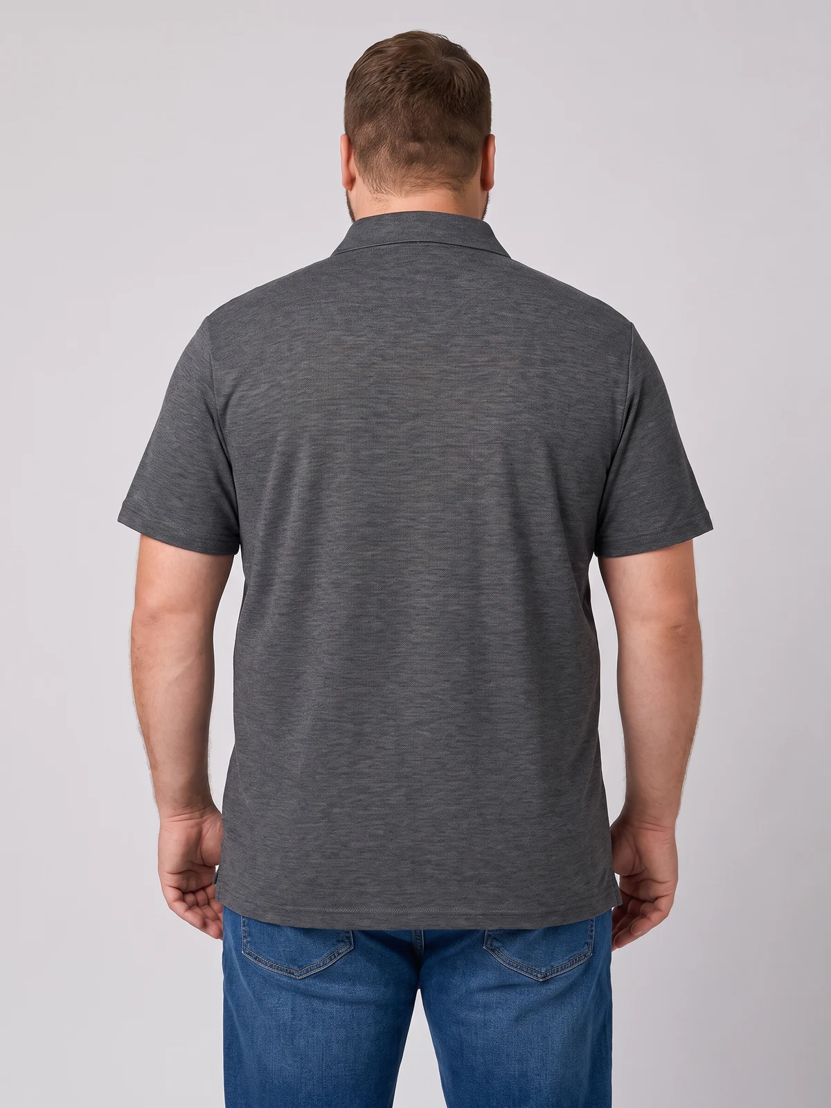 Men's Phoenix Short Sleeve Polo in Charcoal Marle – back view