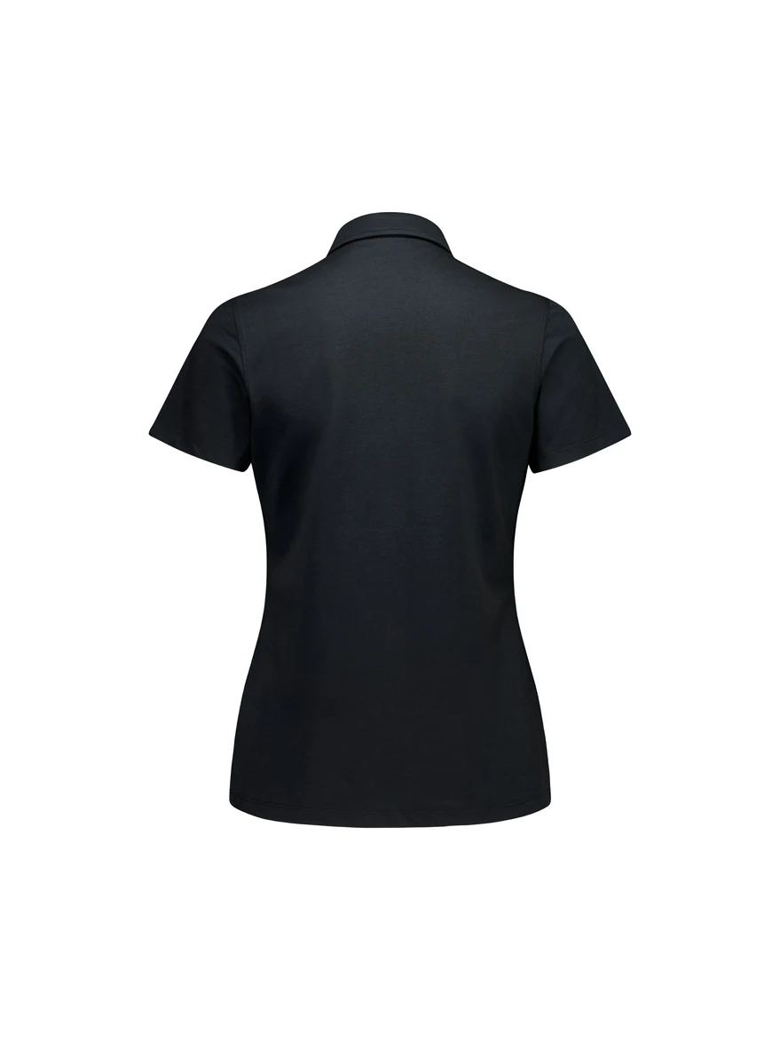Women's Venture Short Sleeve Polo in Black – back view