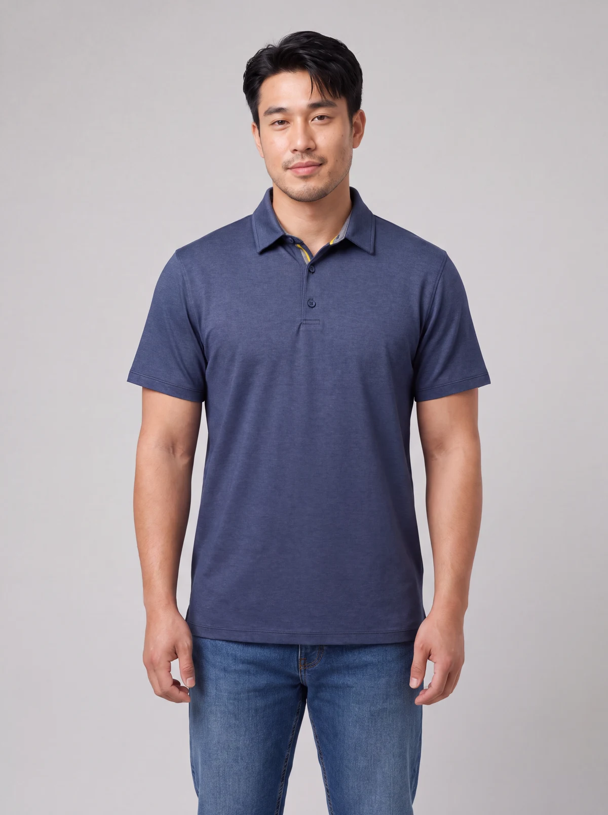 Men's Venture Short Sleeve Polo in Denim Blue – front view