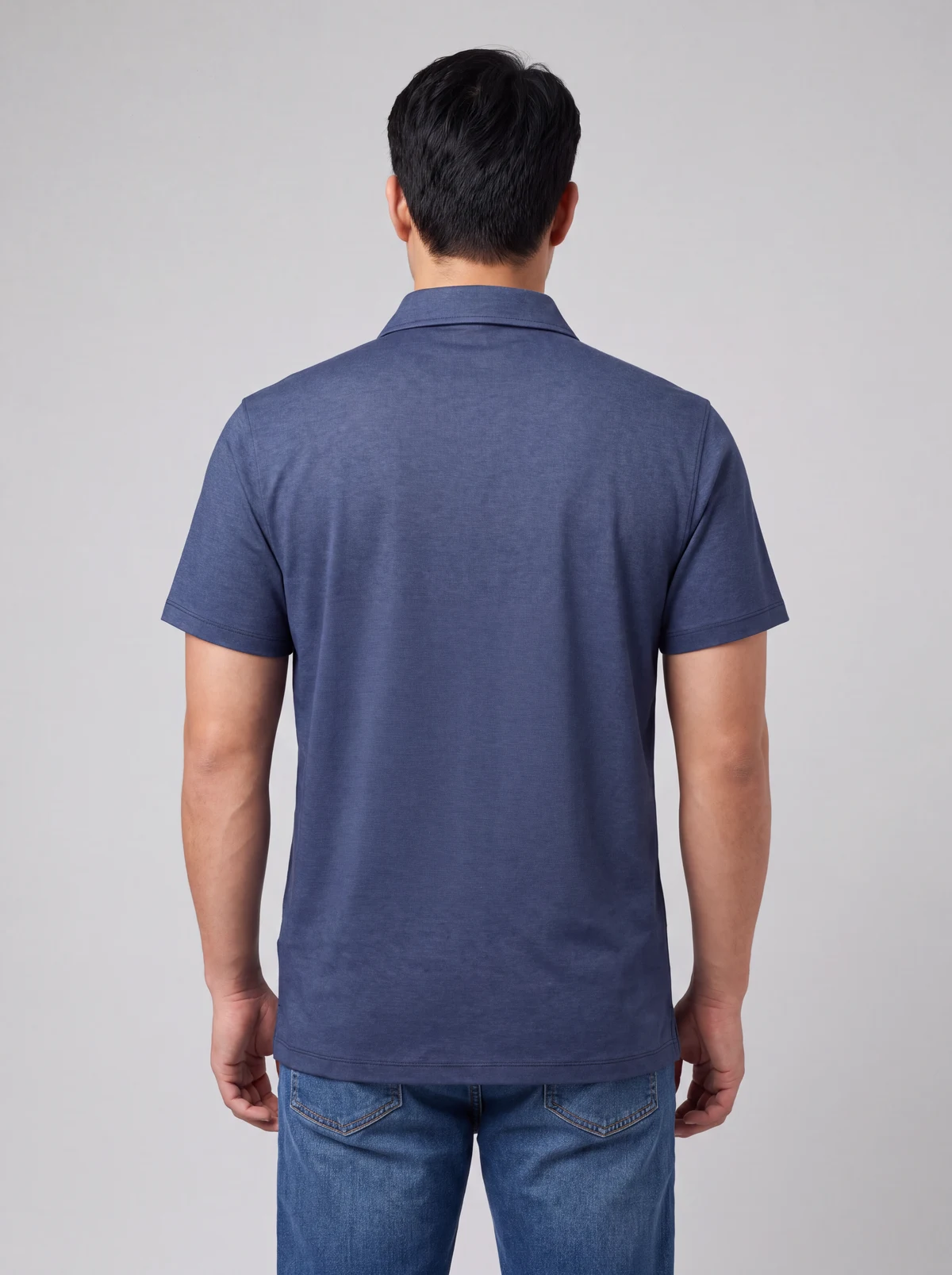 Men's Venture Short Sleeve Polo in Denim Blue – back view