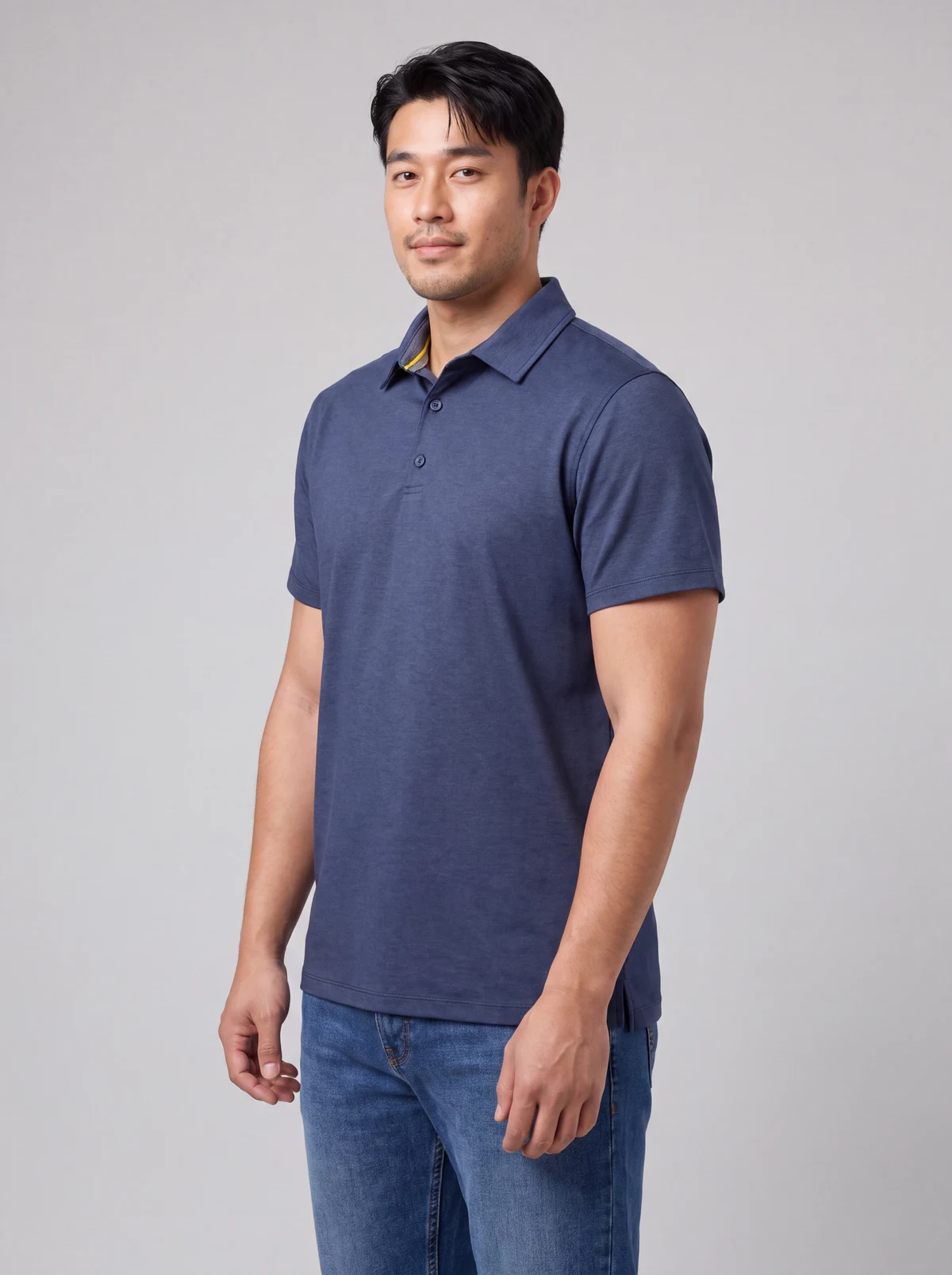 Men's Venture Short Sleeve Polo in Denim Blue – side view