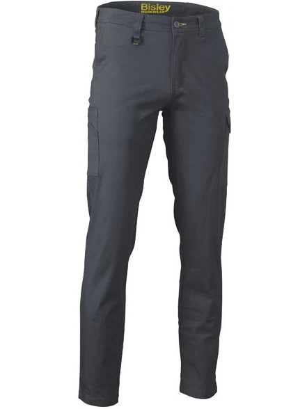 Stretch Cotton Drill Cargo Pants in Charcoal – front view