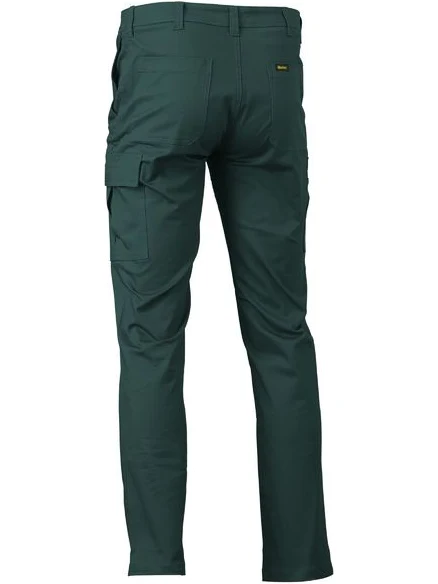 Stretch Cotton Drill Cargo Pants in Bottle – back view