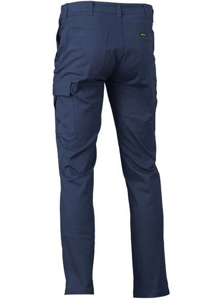 Stretch Cotton Drill Cargo Pants in Navy – back view