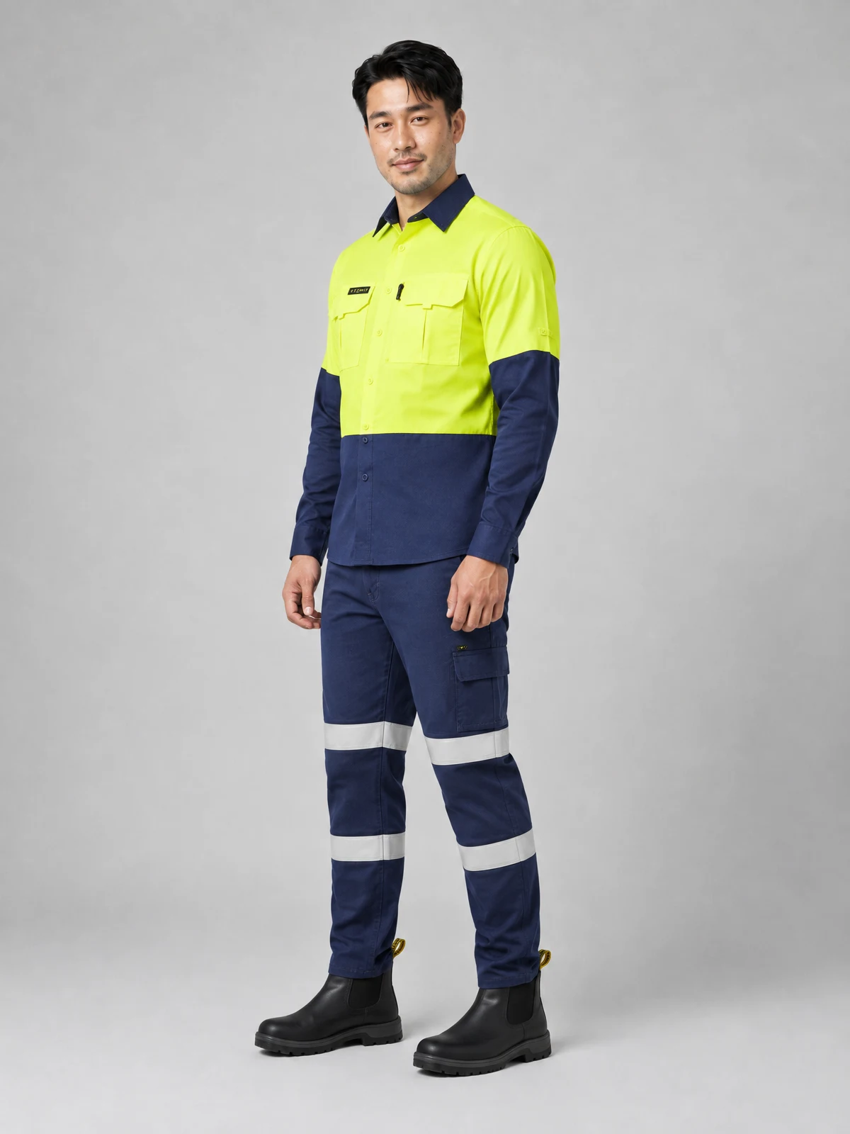 Recycle Taped Biomotion Cargo Work Pant in Navy – side view