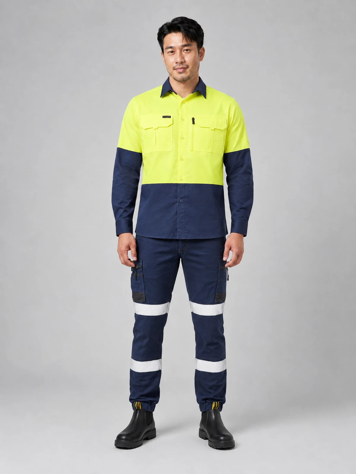 Flx And Move™ Taped Stretch Cargo Cuffed Pants in Navy – front view