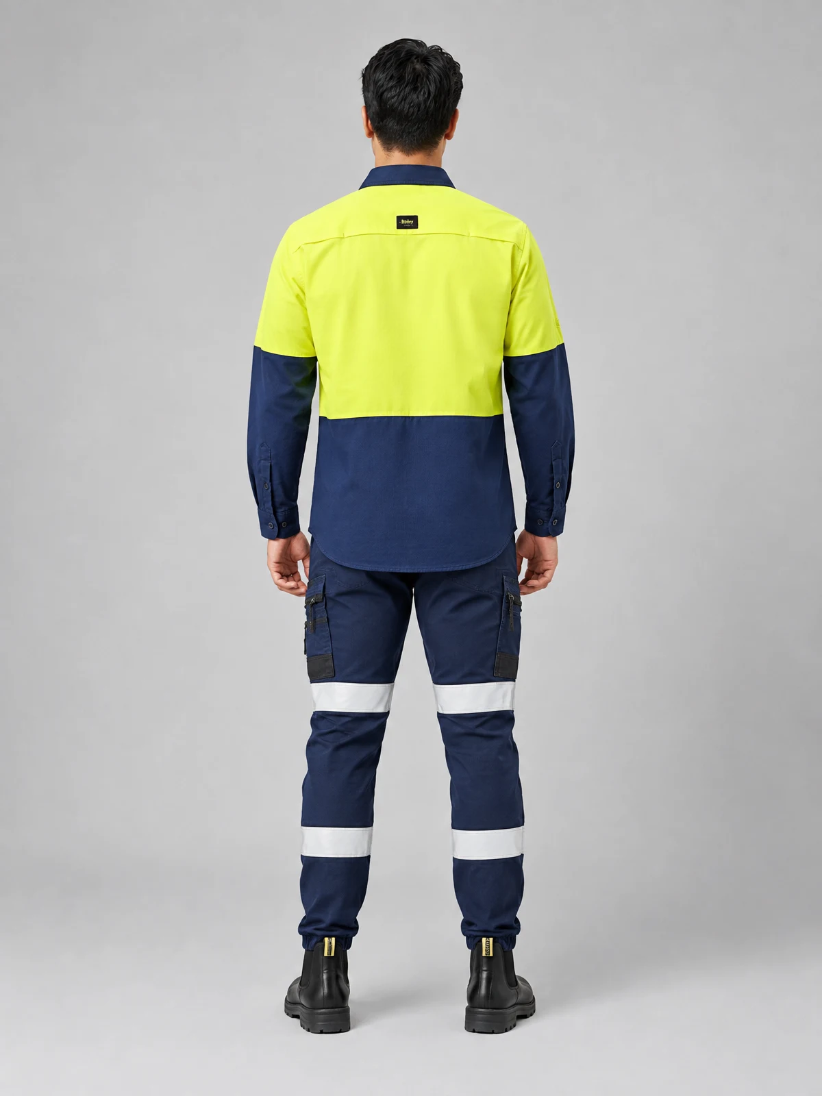 Flx And Move™ Taped Stretch Cargo Cuffed Pants in Navy – back view