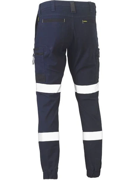 Flx And Move™ Taped Stretch Cargo Cuffed Pants in Navy – back view