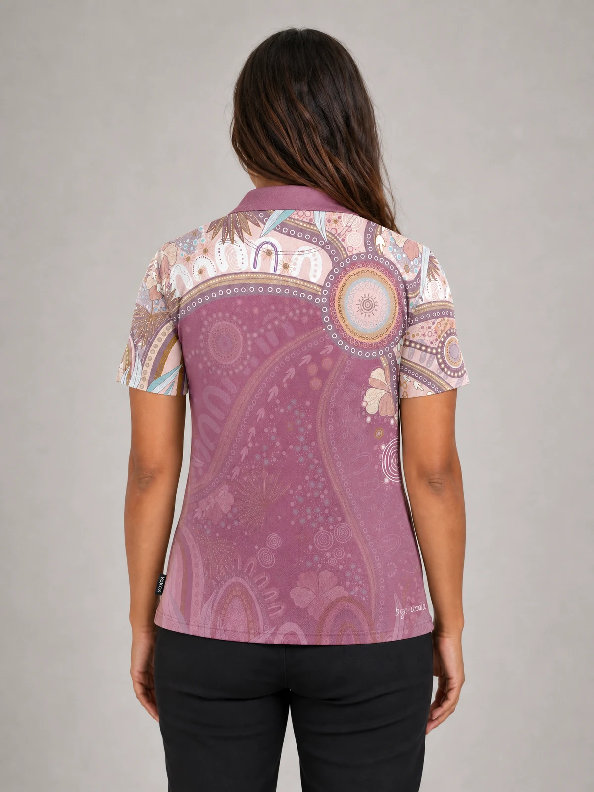 Unisex -A Bright Future Essence Polo Shirt in Pink – back view