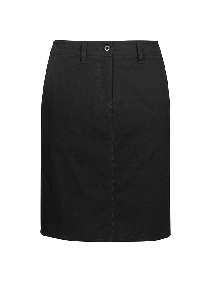 Lawson Ladies Chino Skirt in Black – front view