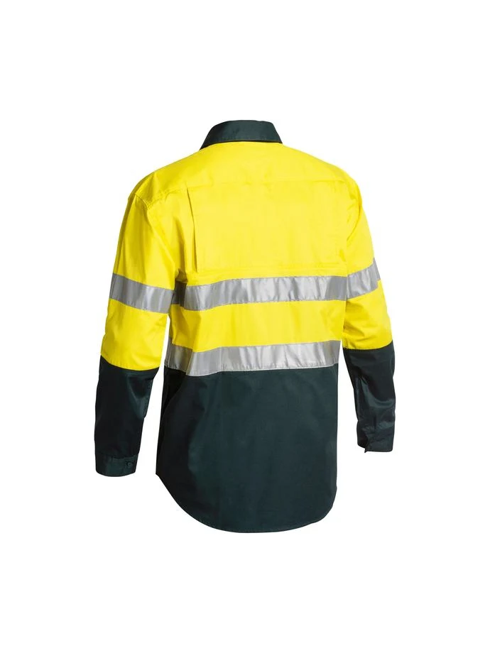 Taped Hi Vis Cool Lightweight Shirt in Yellow/Bottle – back view