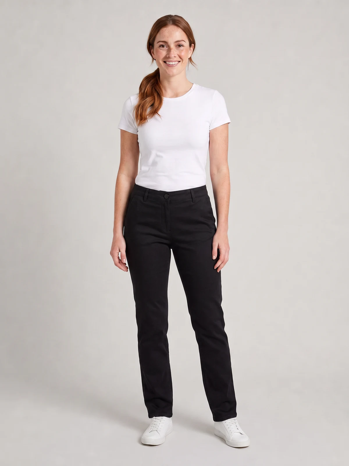 Ladies Lawson Chino Pant in Black – front view