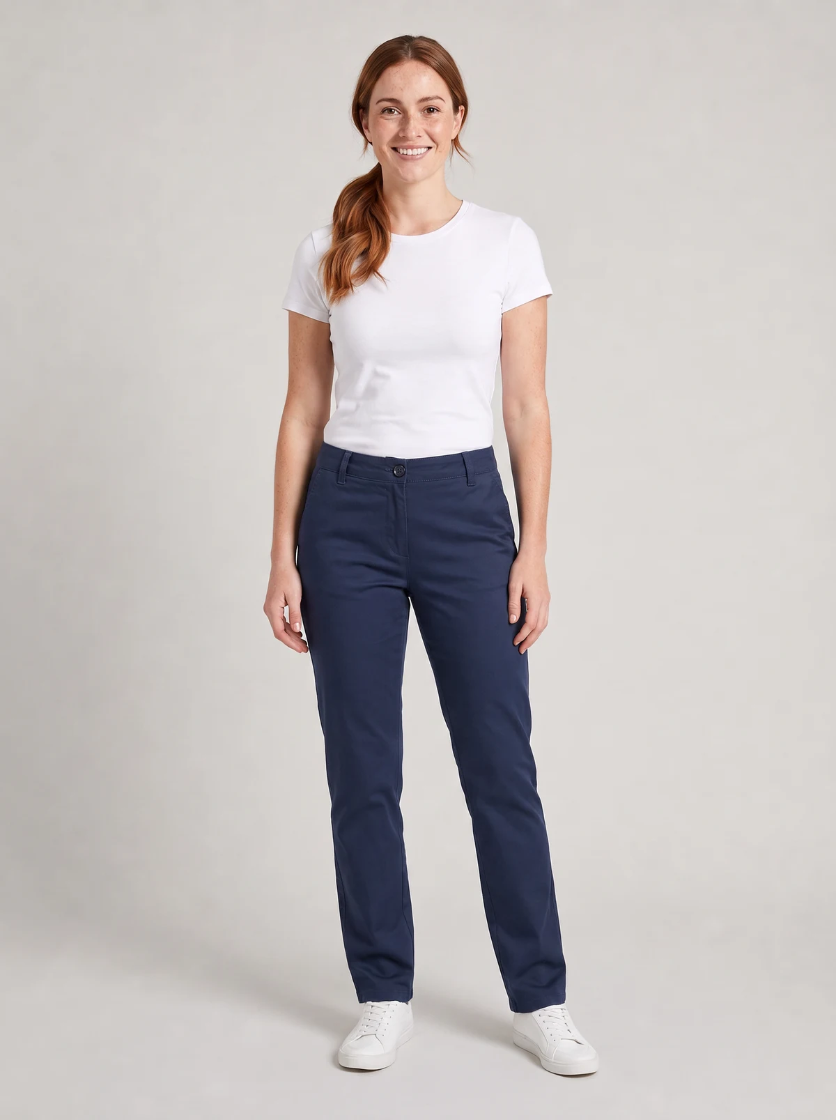Ladies Lawson Chino Pant in Navy – front view