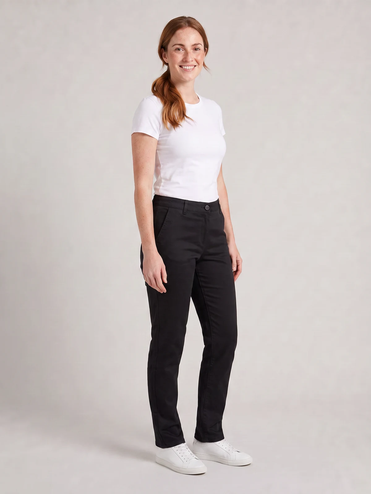 Ladies Lawson Chino Pant in Black – side view