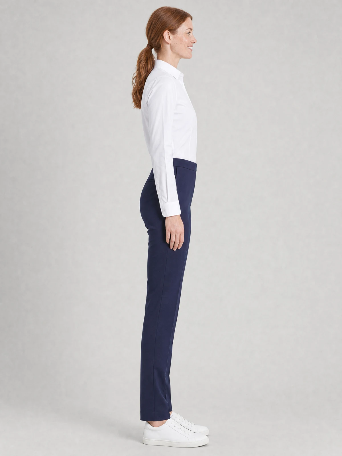 Ladies Remy Pant in Navy – side view