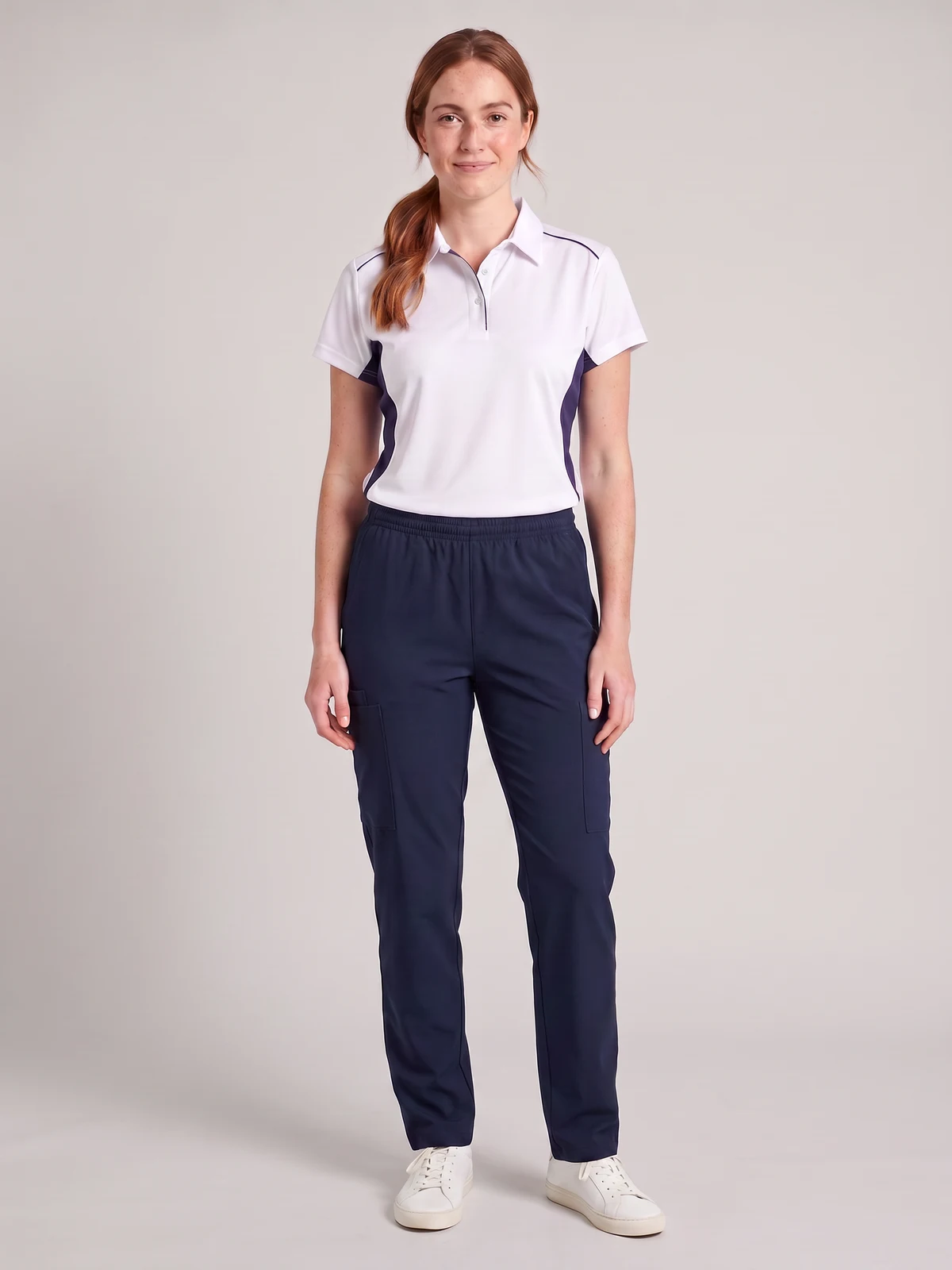 City Active Pant in Navy – front and side view