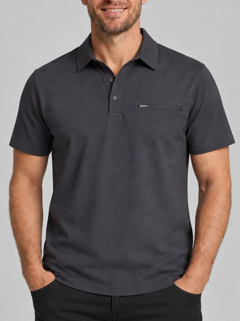 City Active Top in Charcoal – close-up detail