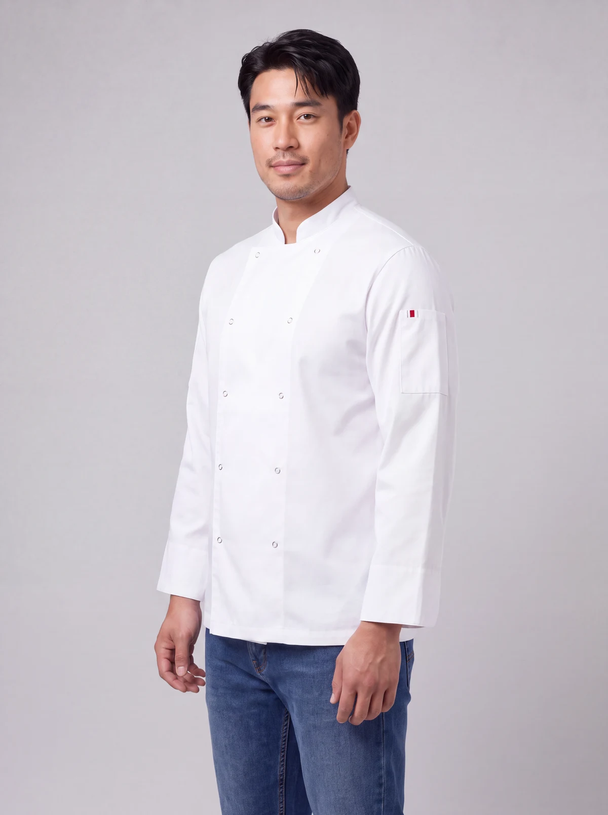Zest Men's L/S Chef Jacket in White – side view