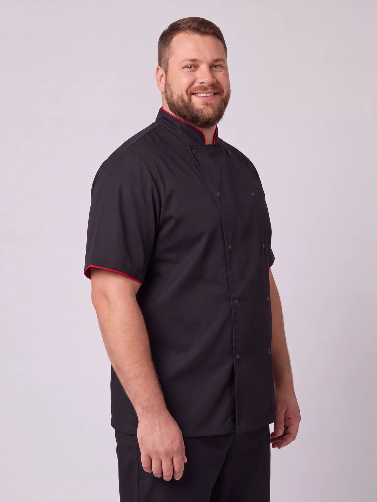 Zest Men's S/S Chef Jacket in Black – side view