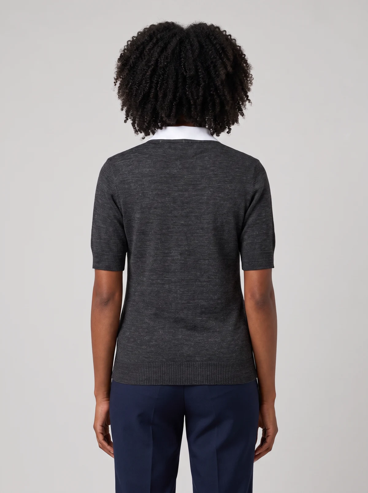 Women's Zip Front Short Sleeve Knit Cardigan – back view