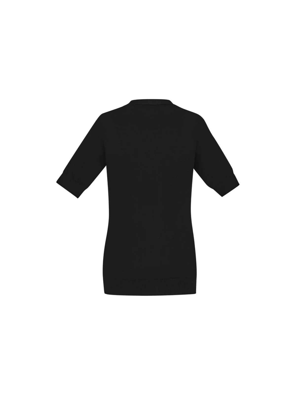 Women's Zip Front Short Sleeve Knit Cardigan in Black – back view