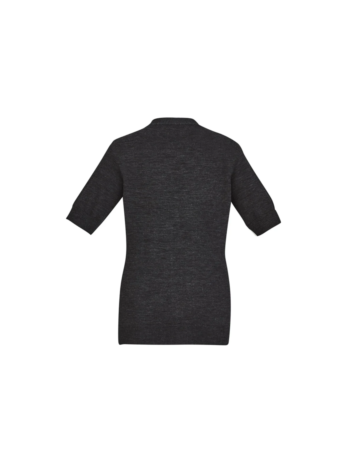 Women's Zip Front Short Sleeve Knit Cardigan in Charcoal – back view
