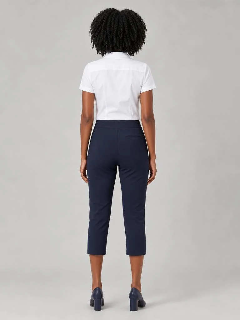 Jane 3/4 Length Stretch Pant in Navy – back view