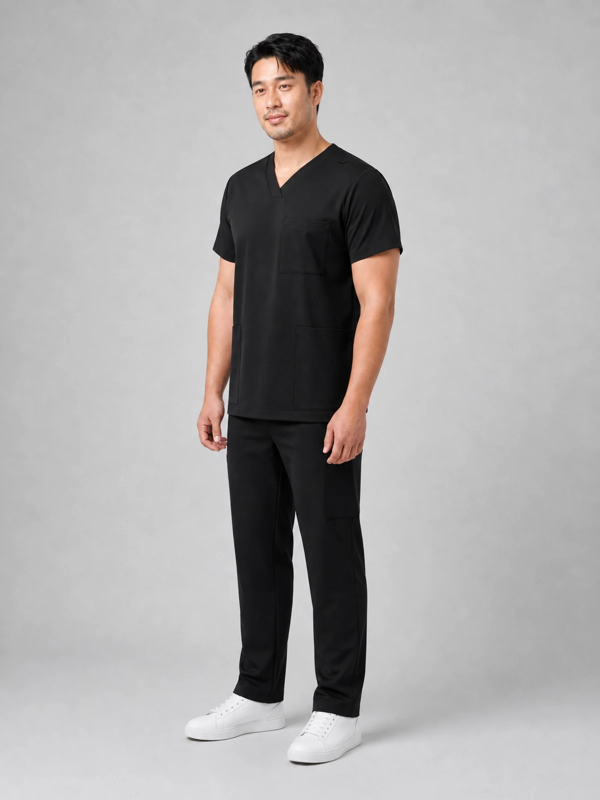 Unisex Pulse Straight Leg Scrub Pant in Black – side view