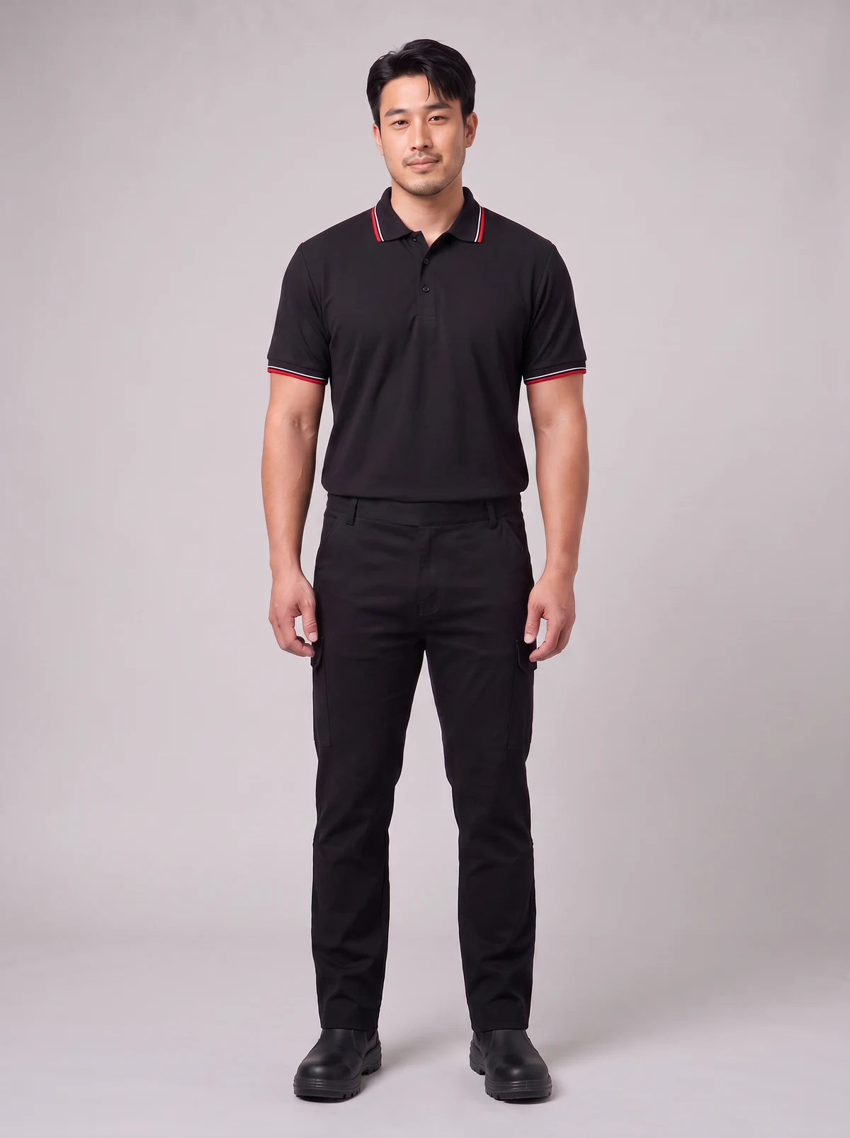 Men's Comfort Waist Cargo Pant in Black – front view