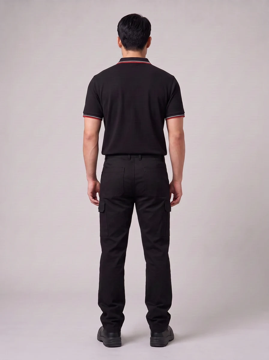 Men's Comfort Waist Cargo Pant in Black – back view