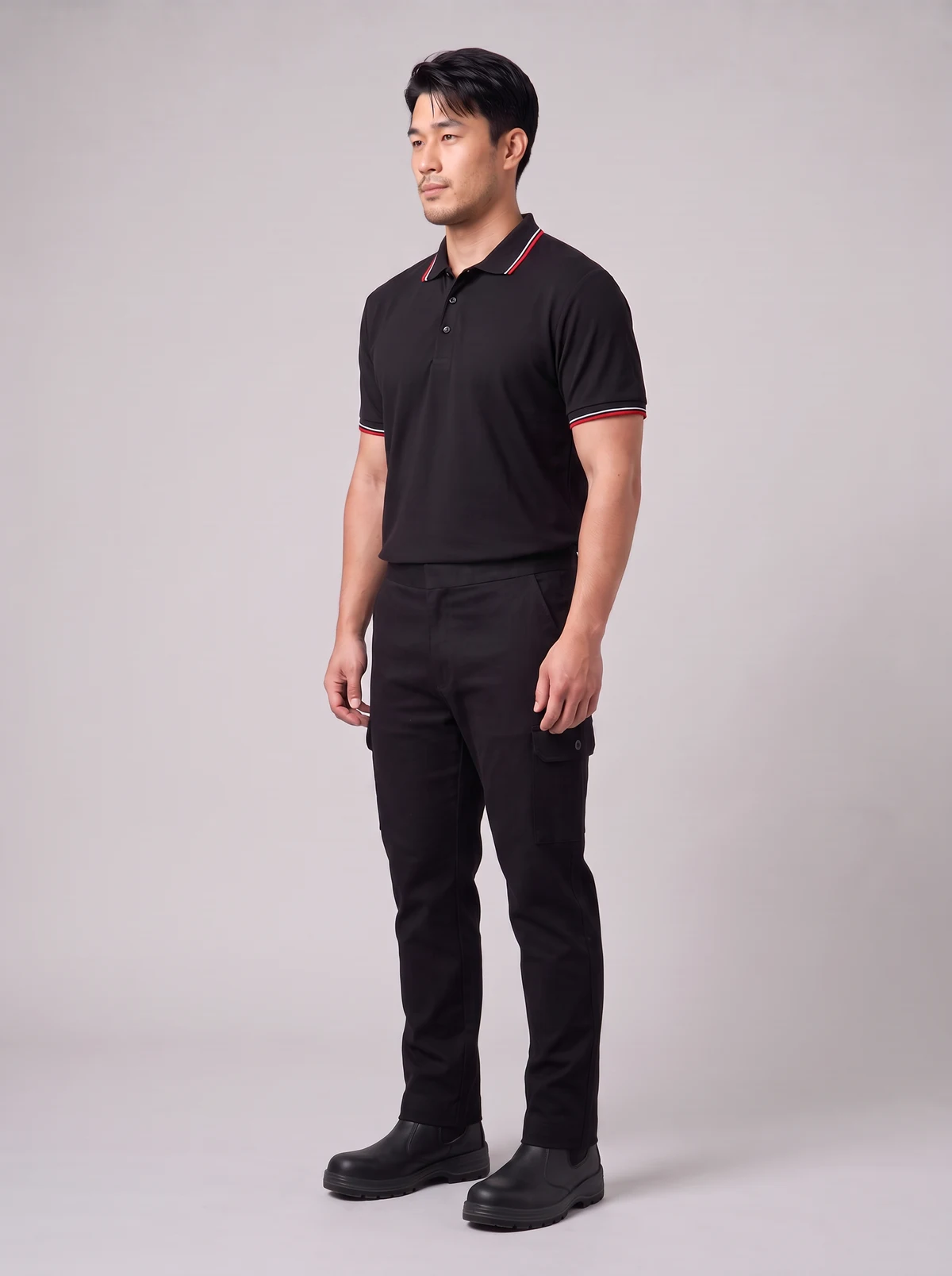 Men's Comfort Waist Cargo Pant in Black – side view