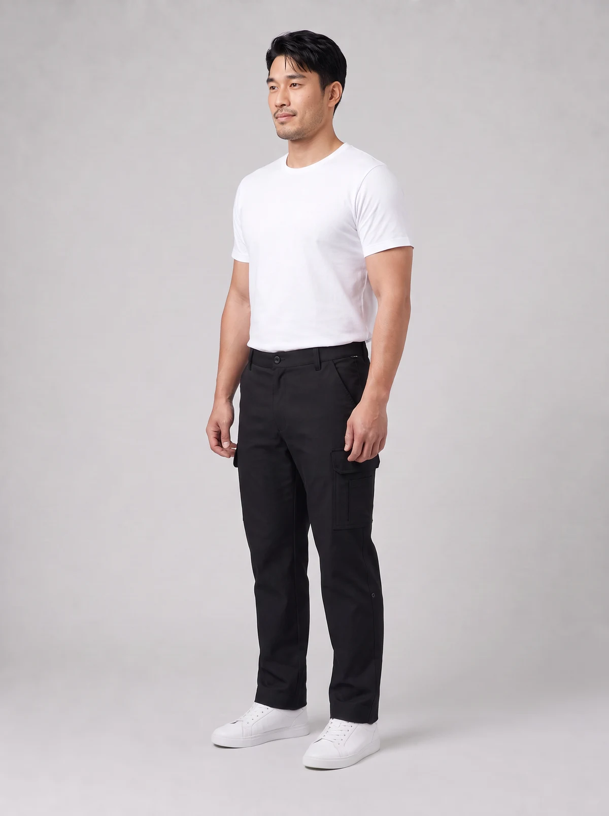 Men's Comfort Waist Cargo Pant in Black – side view