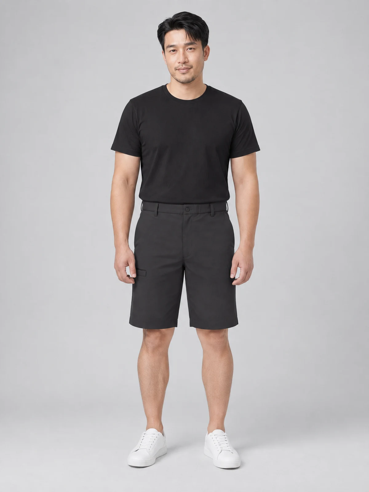 Men's Comfort Waist Cargo Short in Charcoal – front view