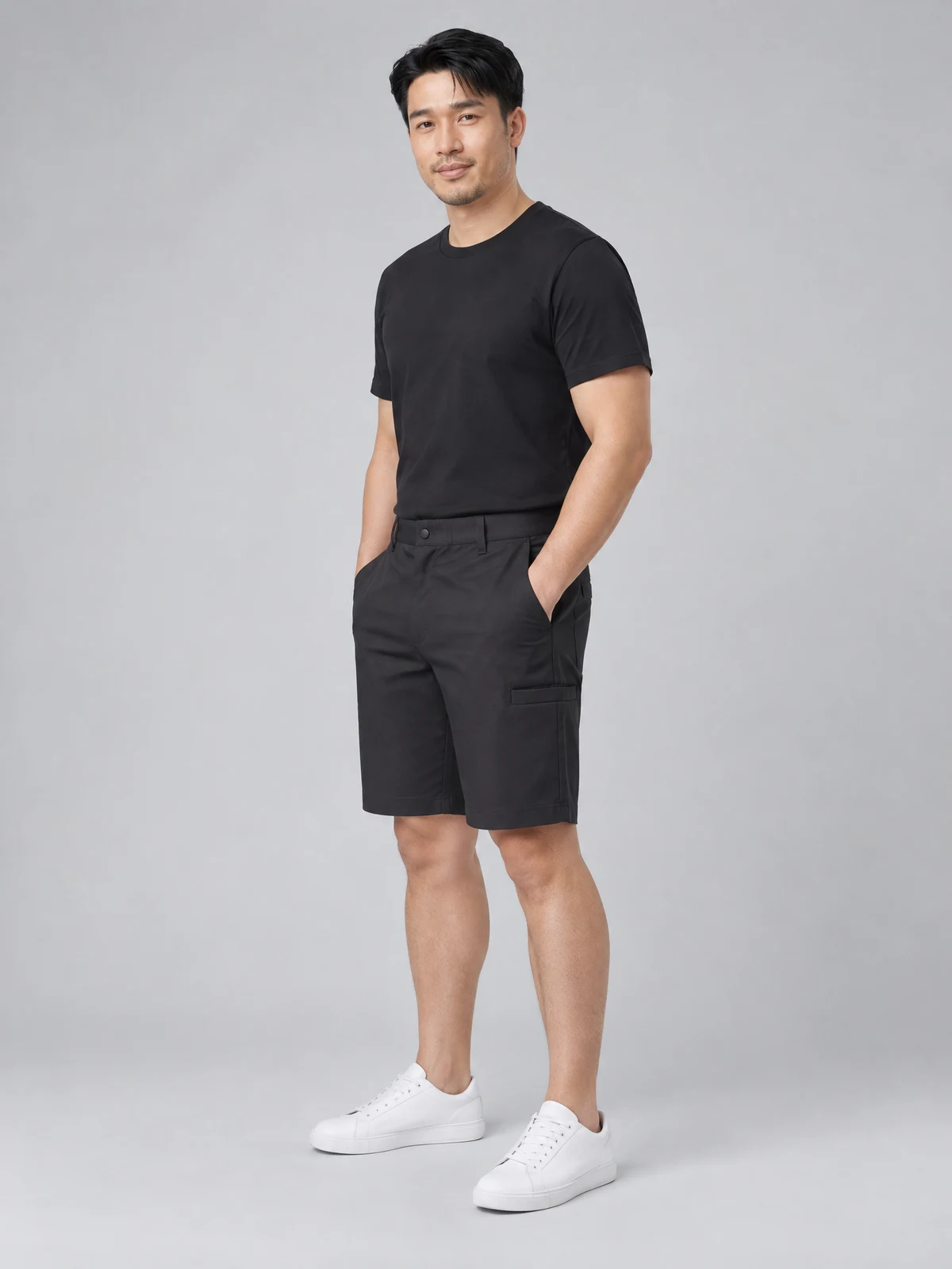 Men's Comfort Waist Cargo Short in Charcoal – side view