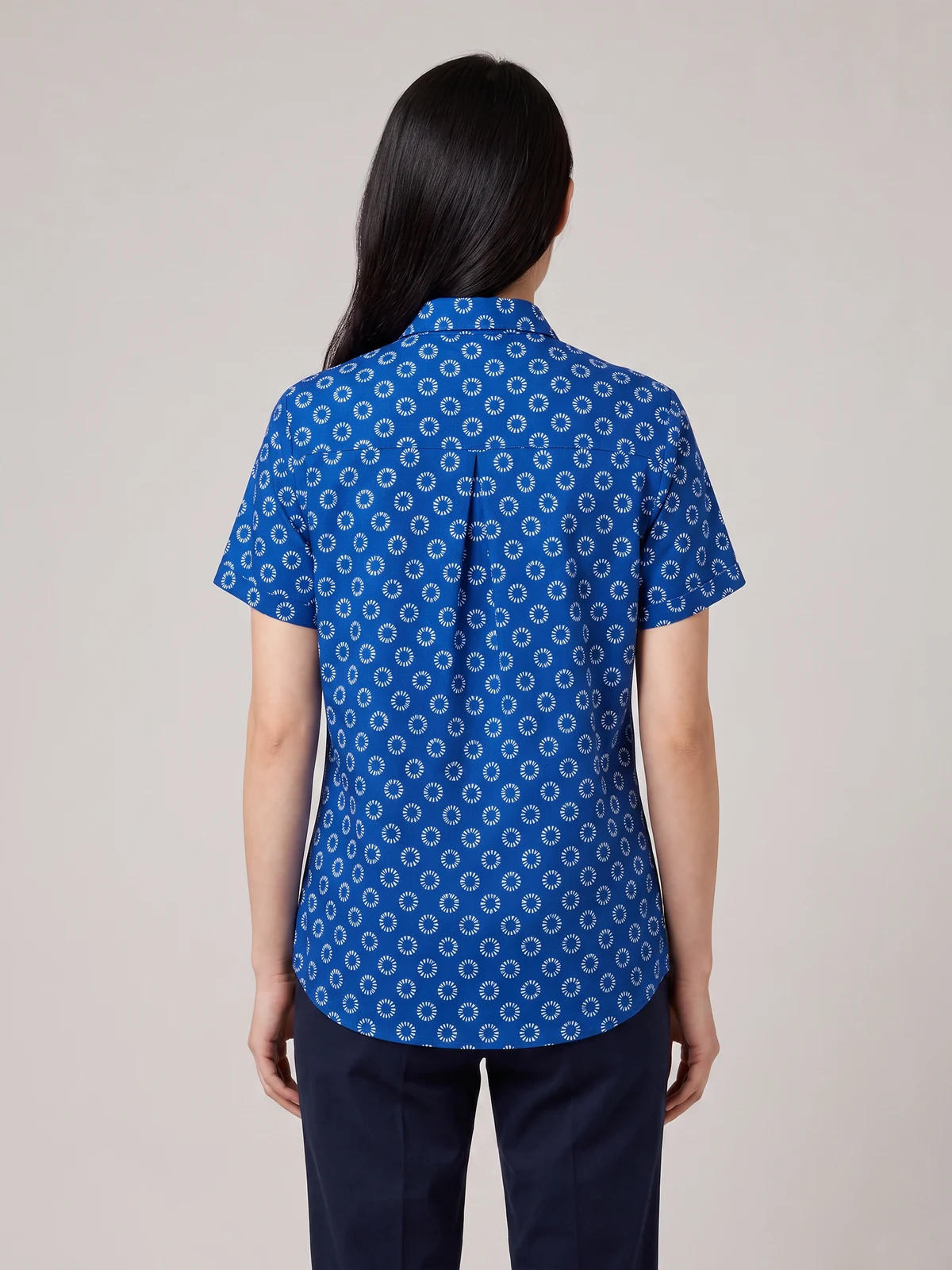 Women's Florence Daisy Print Short Sleeve Shirt – back view