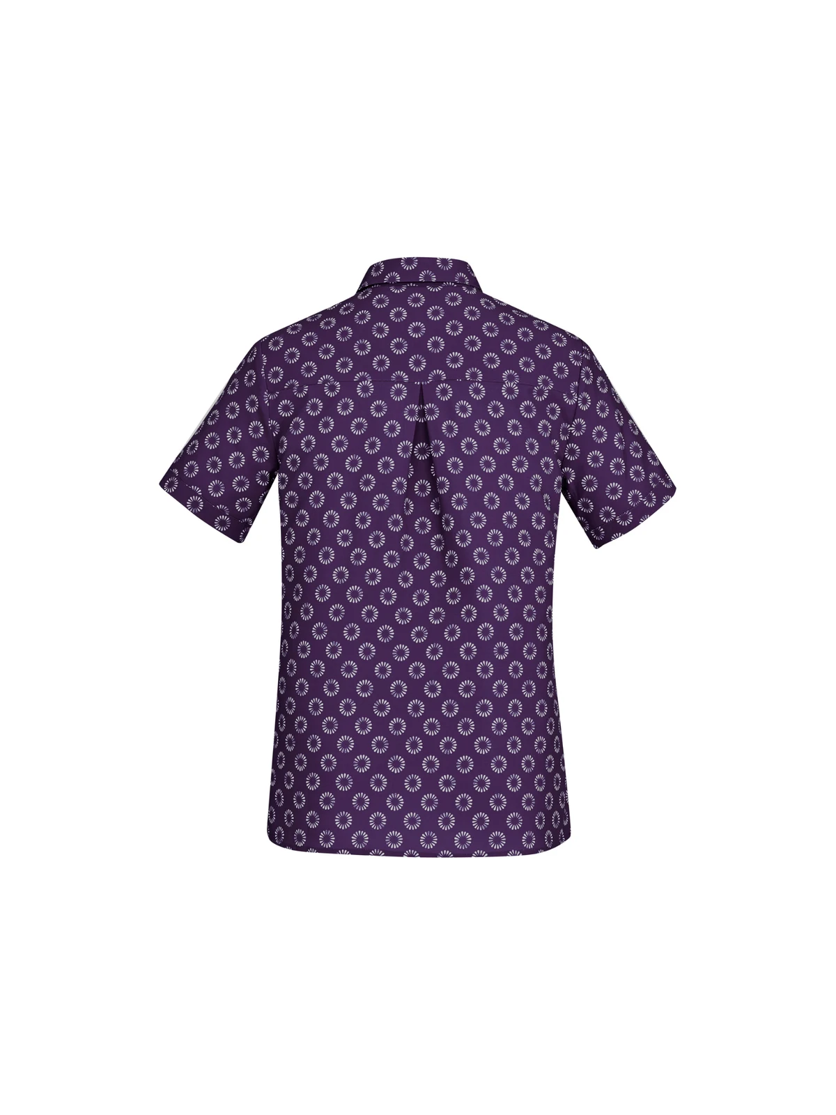Women's Florence Daisy Print Short Sleeve Shirt in Purple – back view