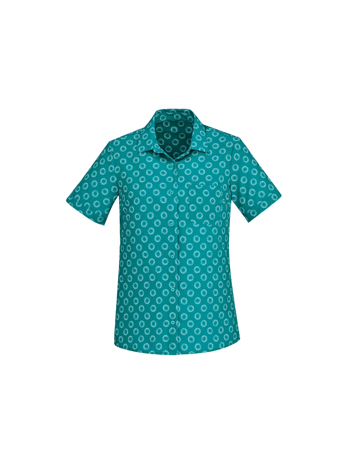 Women's Florence Daisy Print Short Sleeve Shirt in Teal
