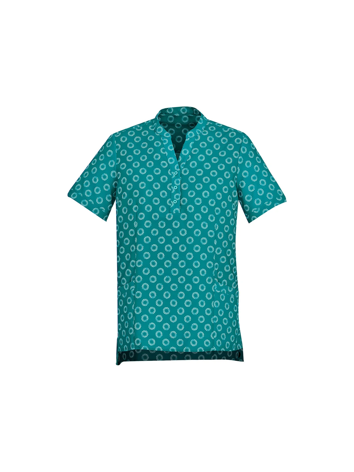 Women's Florence Daisy Print Tunic in Teal – front view