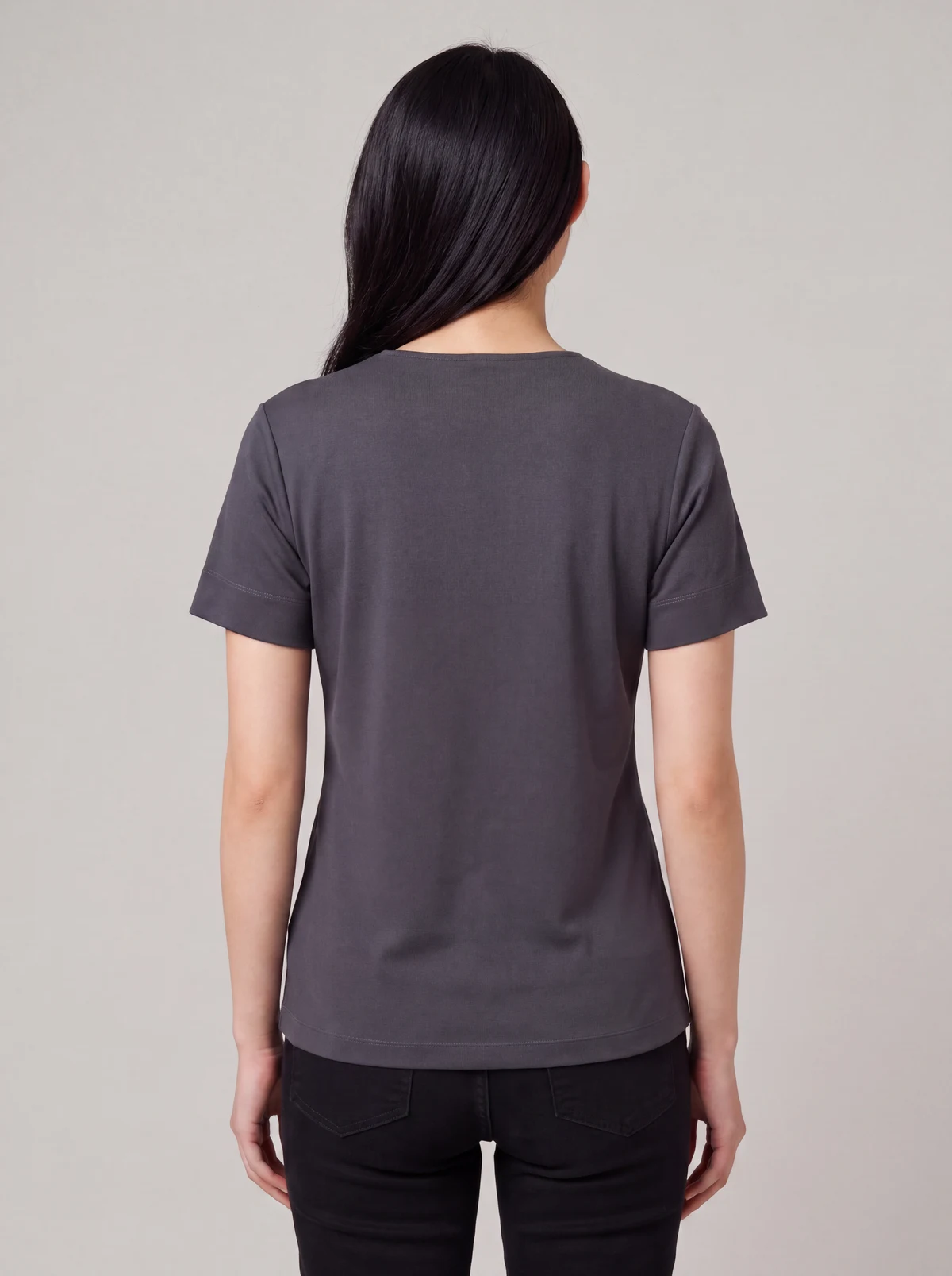 Women's Marley Jersey T-Top in Charcoal – back view