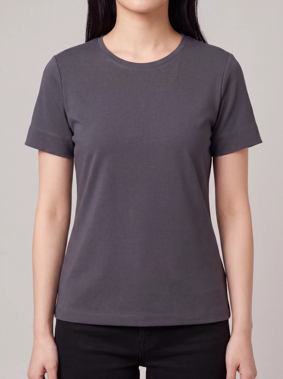 Women's Marley Jersey T-Top in Charcoal – close-up detail