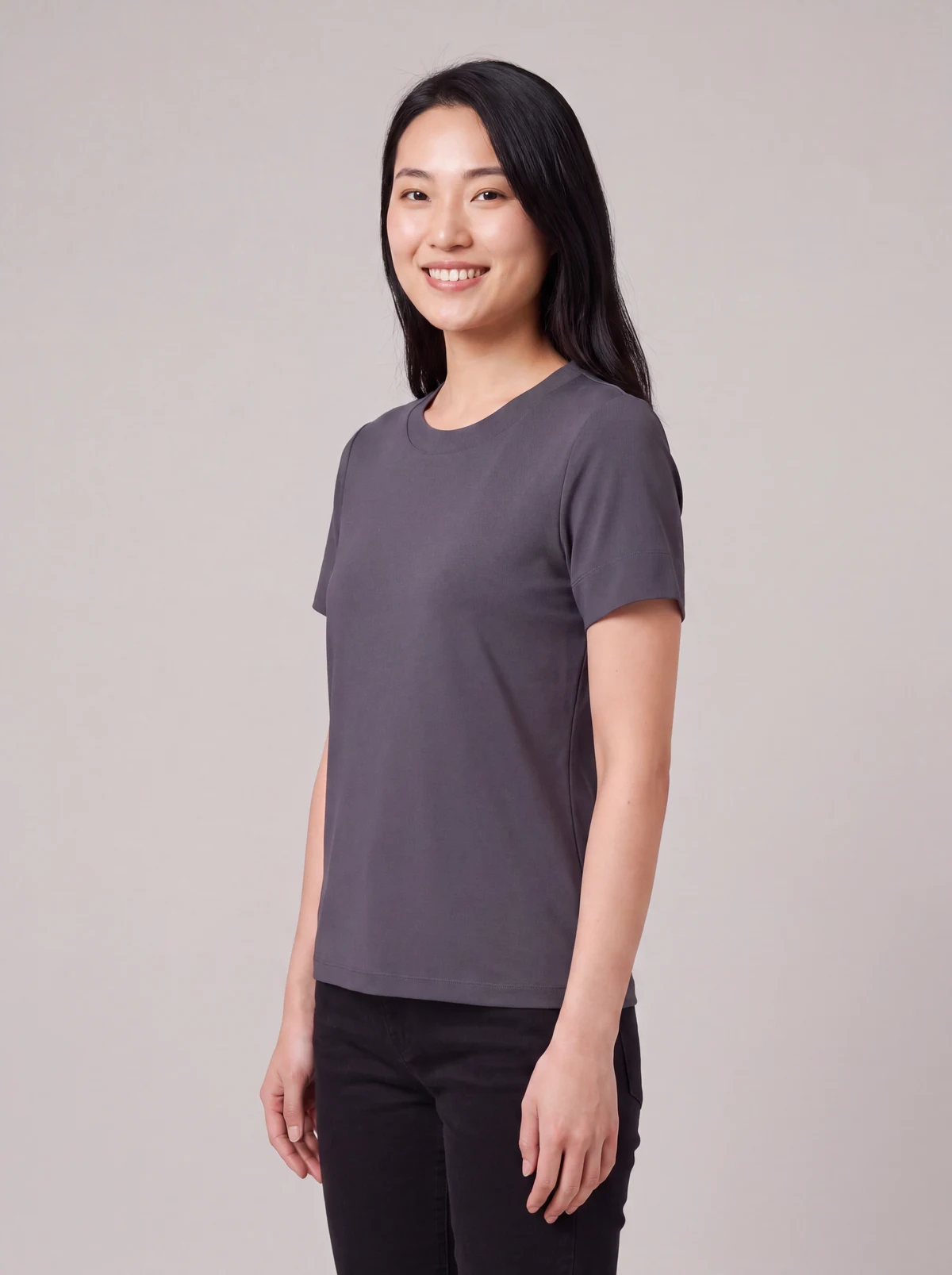 Women's Marley Jersey T-Top in Charcoal – side view