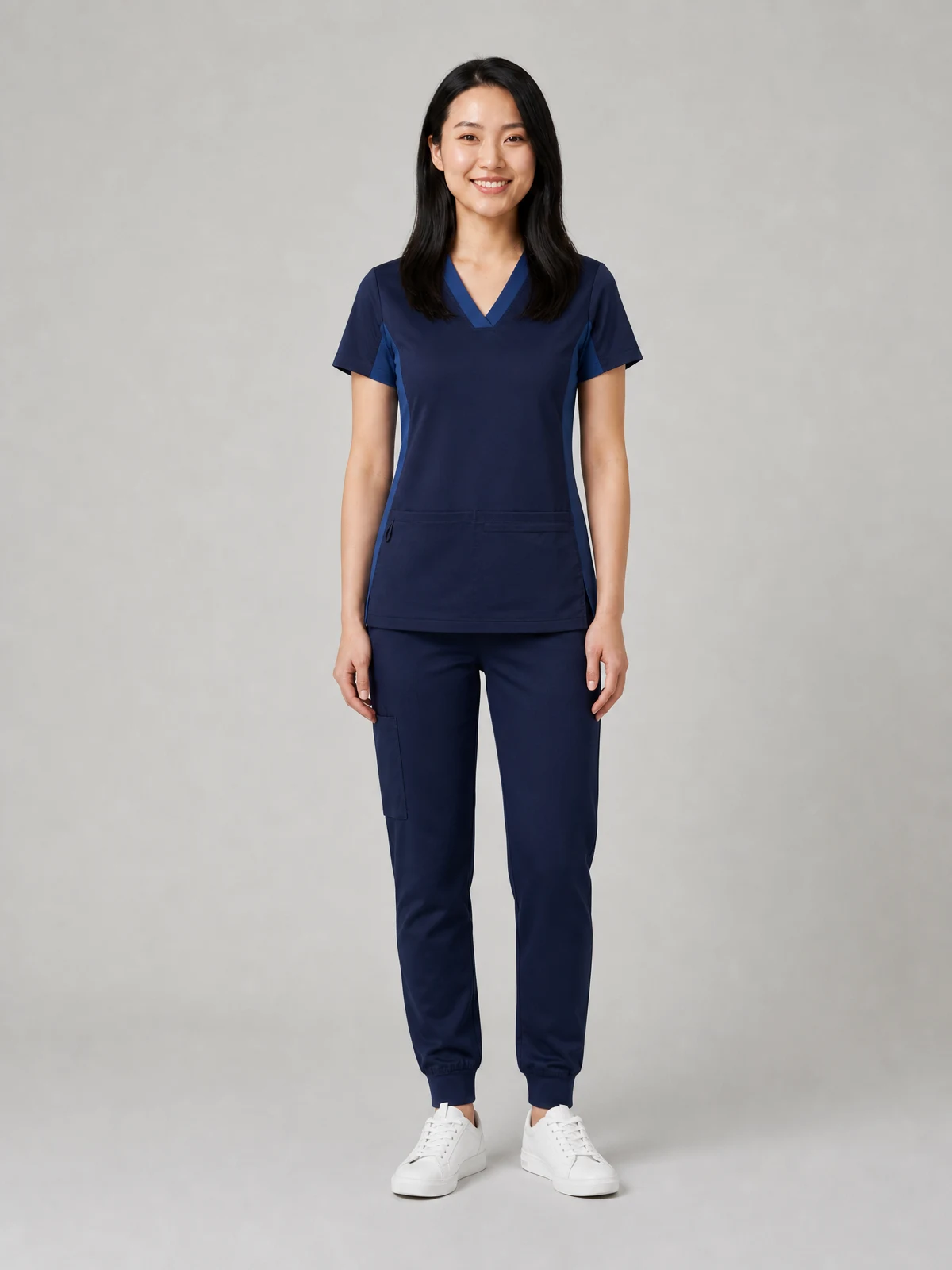 Women's Riley Slim Leg Jogger Scrub Pant in Midnight Navy – front view