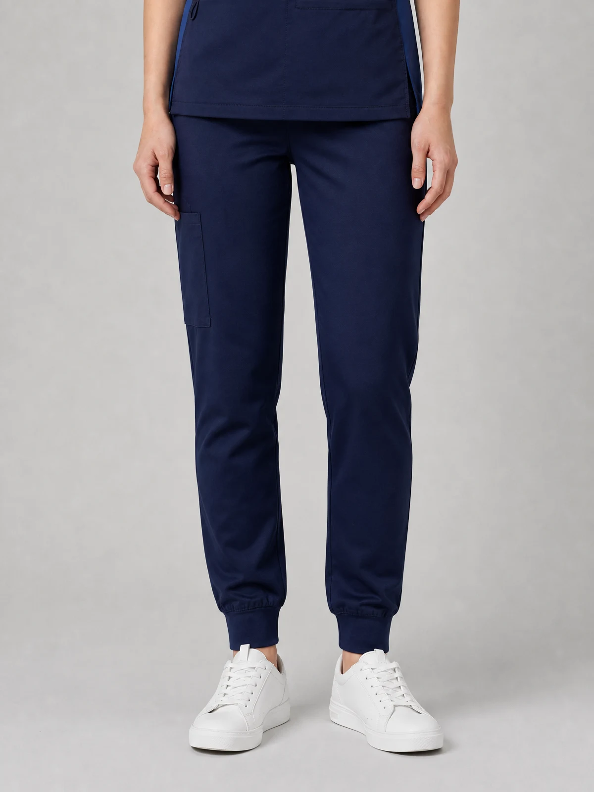 Women's Riley Slim Leg Jogger Scrub Pant in Midnight Navy – close-up detail