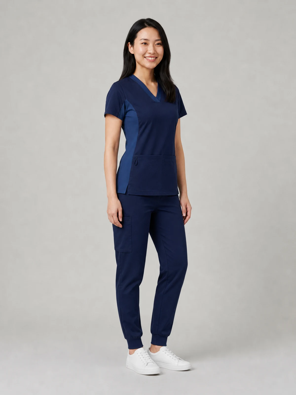 Women's Riley Slim Leg Jogger Scrub Pant in Midnight Navy – side view