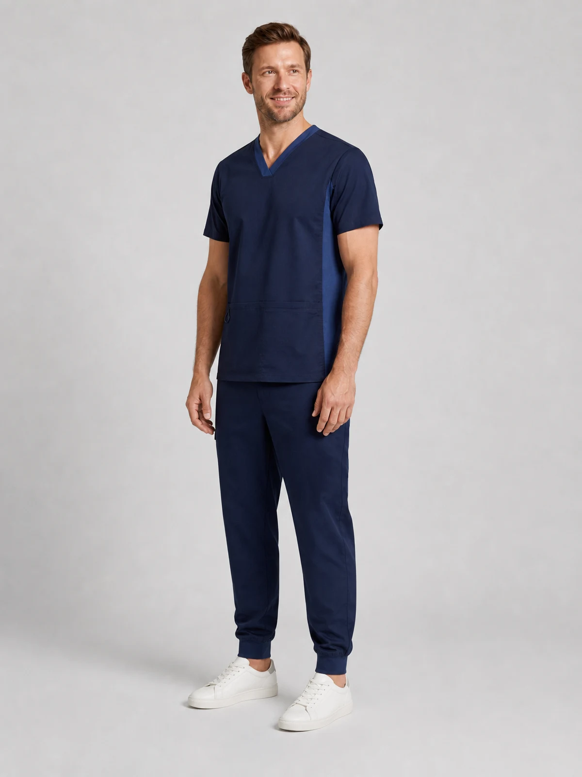 Men's Riley Slim Leg Jogger Scrub Pant in Midnight Navy – side view