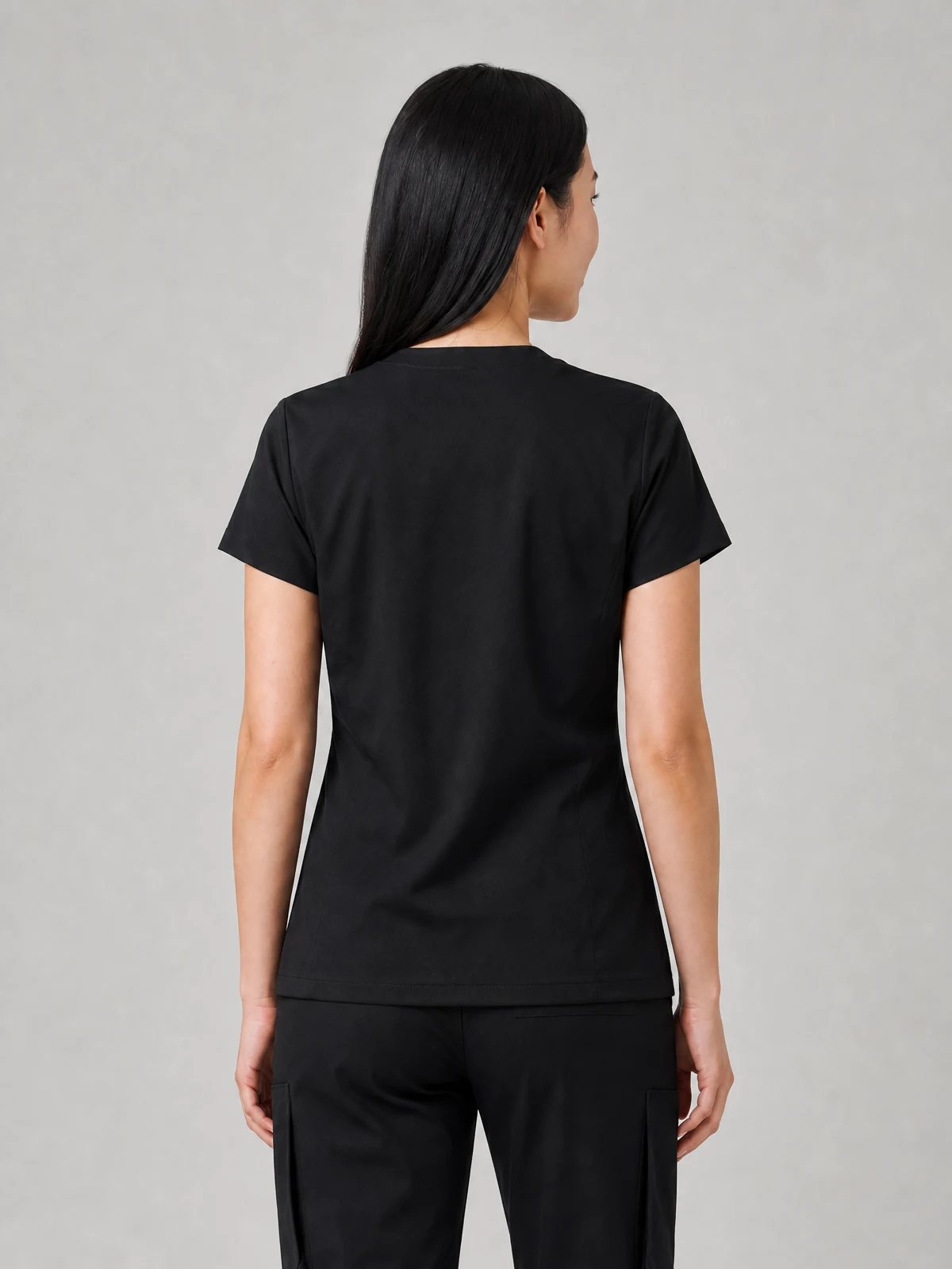 Women's Tokyo Scrub Top in Black – back view