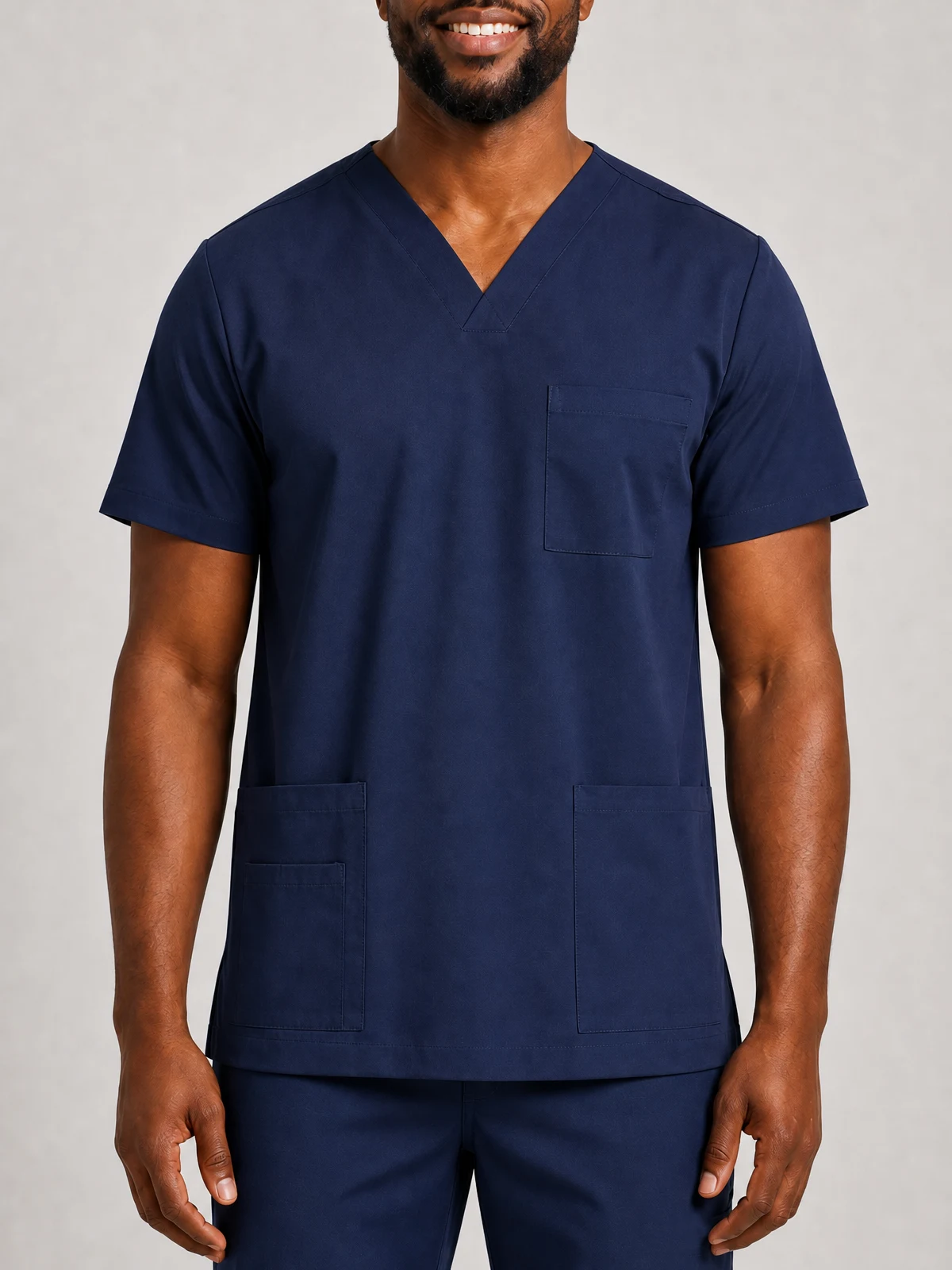 Men's Tokyo Scrub Top in Midnight Navy – close-up detail