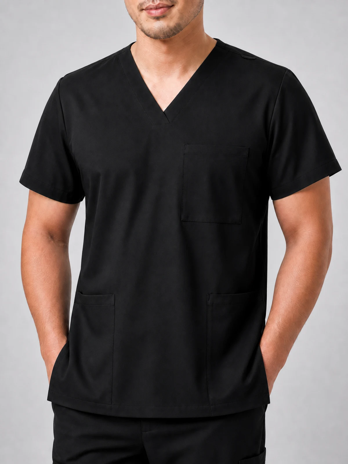 Unisex Pulse V-Neck Scrub Top – close-up detail