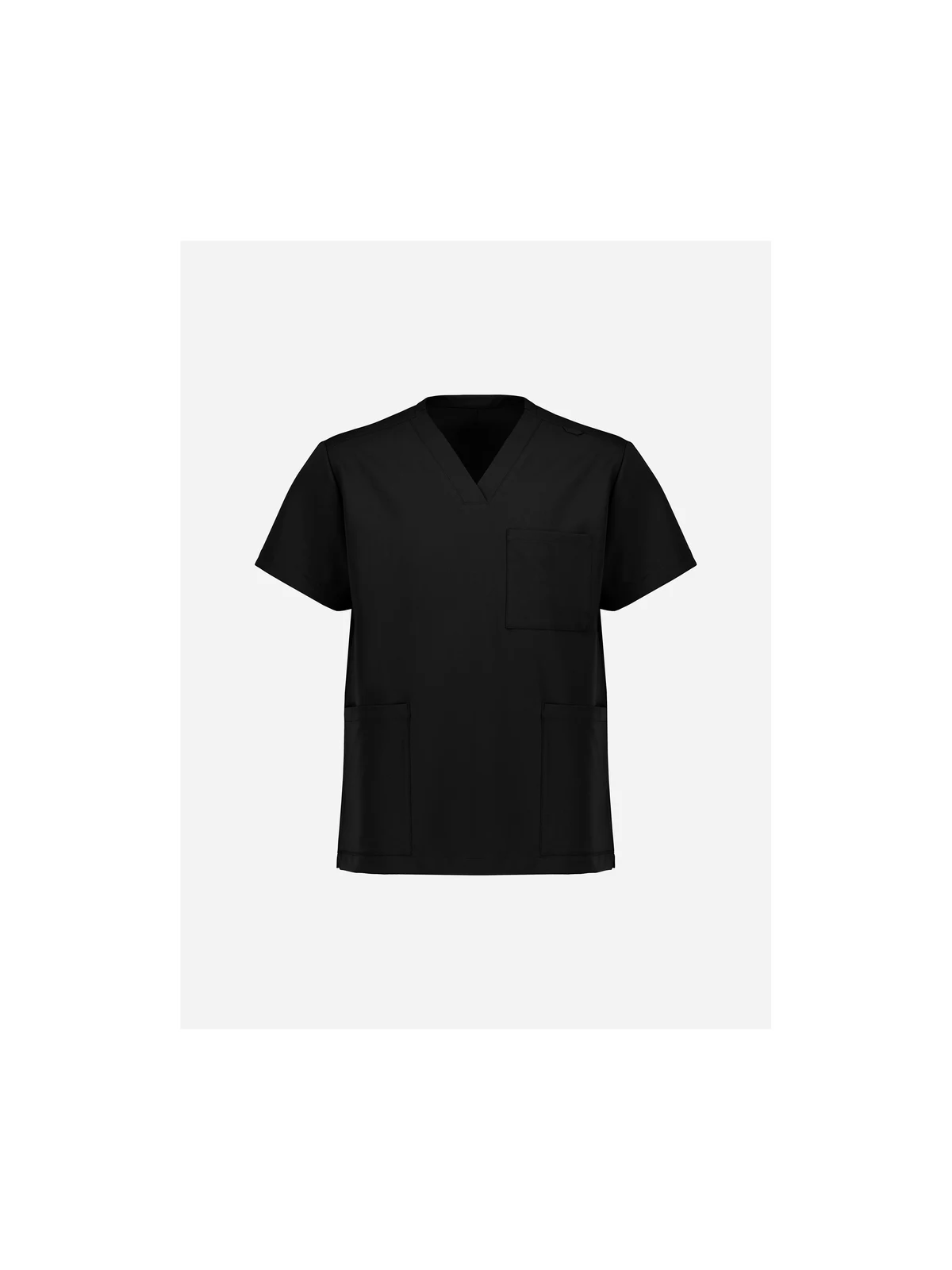 Unisex Pulse V-Neck Scrub Top in Black – front view